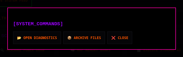 Cyberdeck system commands dialog